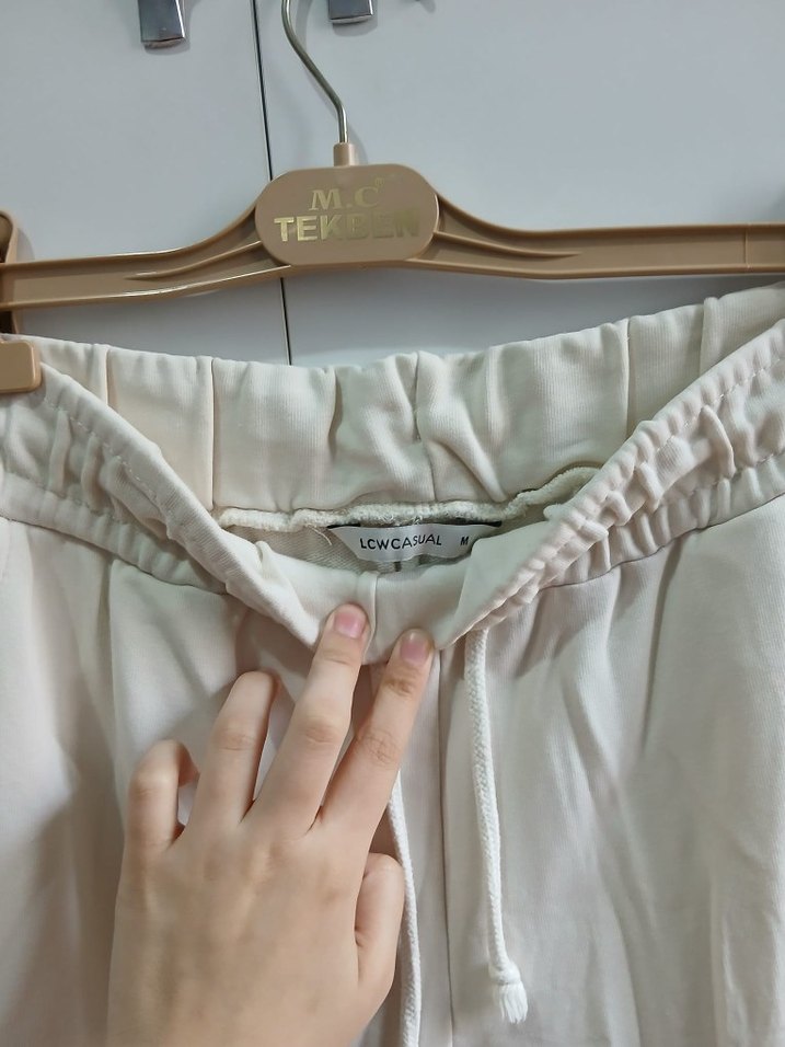 krem rengi Pamuklu Rahat Kesim Kadın Eşofman - Görsel 4