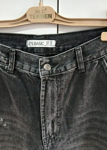 siyah Loose Fit Denim Kadın Pantolon - Görsel 4