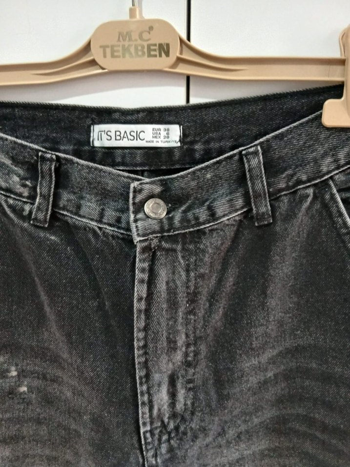 siyah Loose Fit Denim Kadın Pantolon - Görsel 4