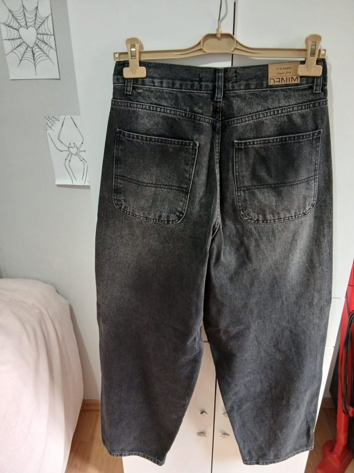 siyah Loose Fit Denim Kadın Pantolon - Görsel 5