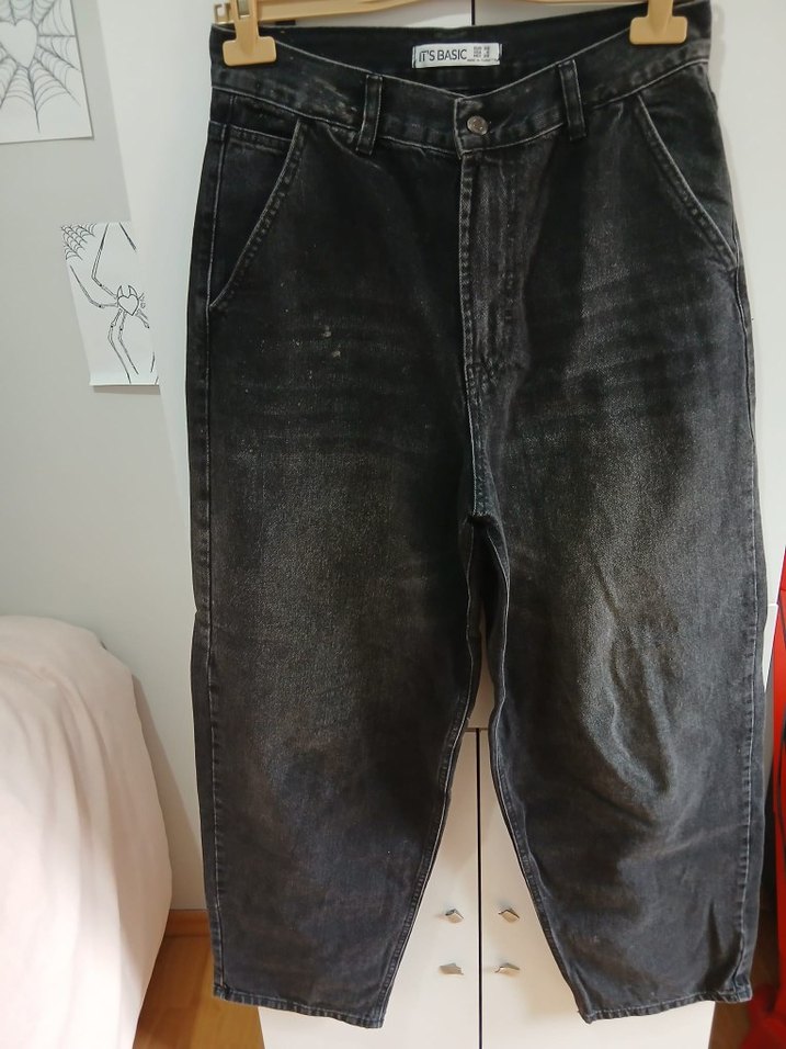 siyah Loose Fit Denim Kadın Pantolon - Görsel 2