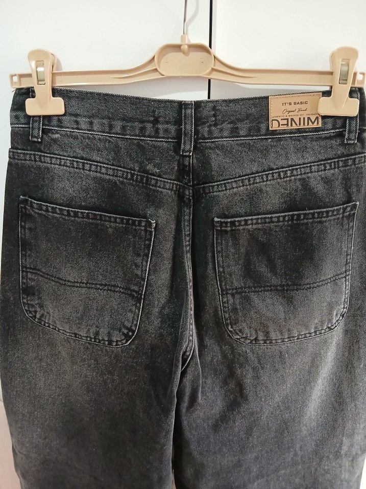 siyah Loose Fit Denim Kadın Pantolon - Görsel 3