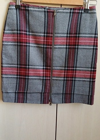 Gri Ekose Pilili Midi Kadın Etek - Görsel 2