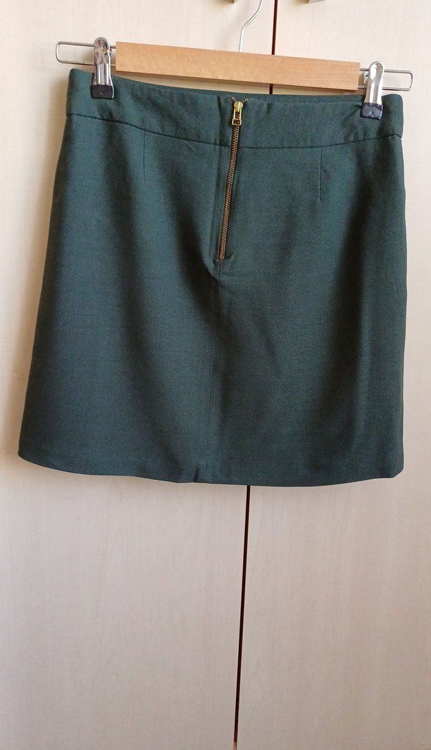 Düğmeli Midi Yeşil Kadın Etek - Görsel 2