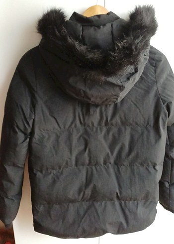 Düğmeli Siyah Kalın Mont - Görsel 2