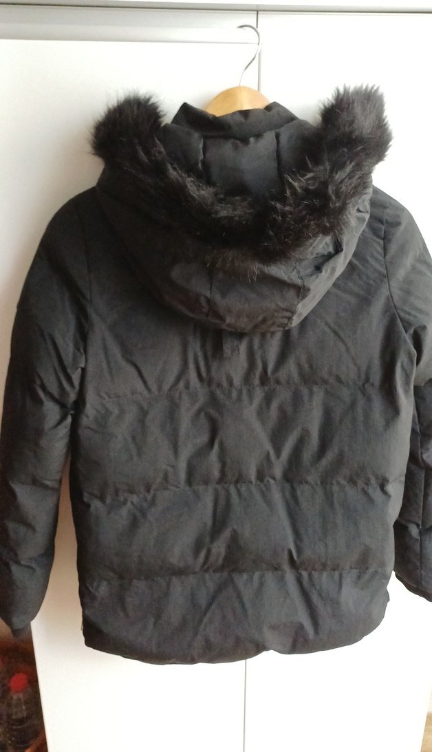 Düğmeli Siyah Kalın Mont - Görsel 2