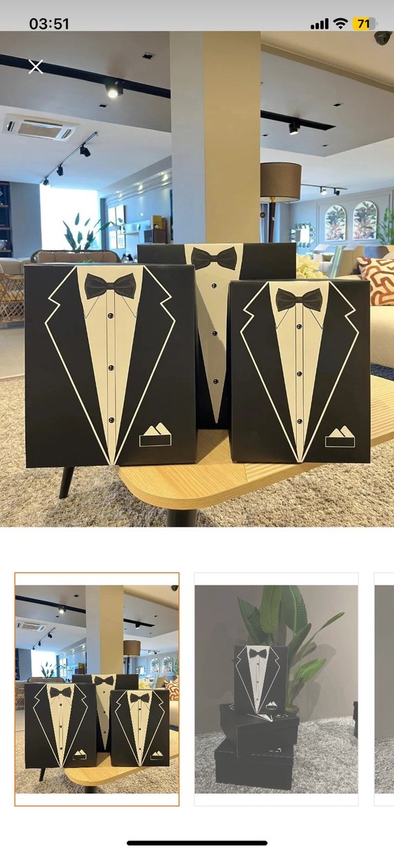 Klasik Siyah Mini Damatlık Desenli Kutu - Görsel 3