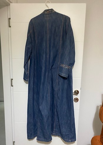 Kadın Lacivert Uzun Denim Ceket - Görsel 2