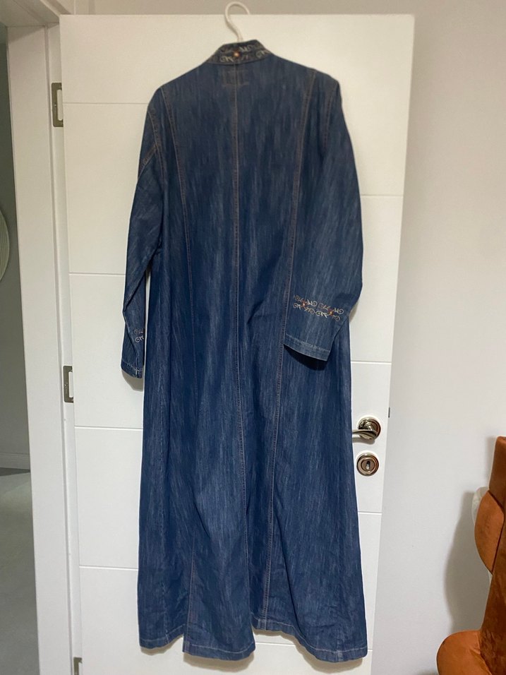 Kadın Lacivert Uzun Denim Ceket - Görsel 2