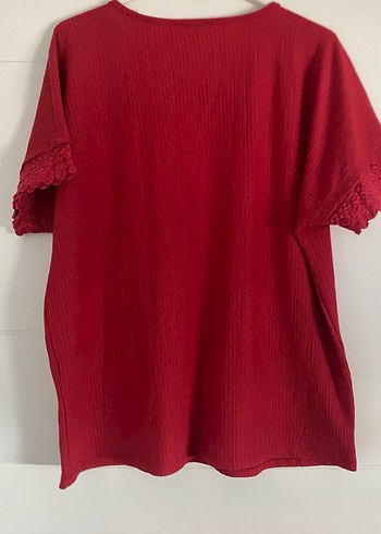 Koyu Kırmızı Kadın Keten Bluz - Görsel 2
