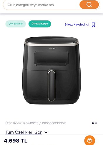 Philips Siyah XL airfryer