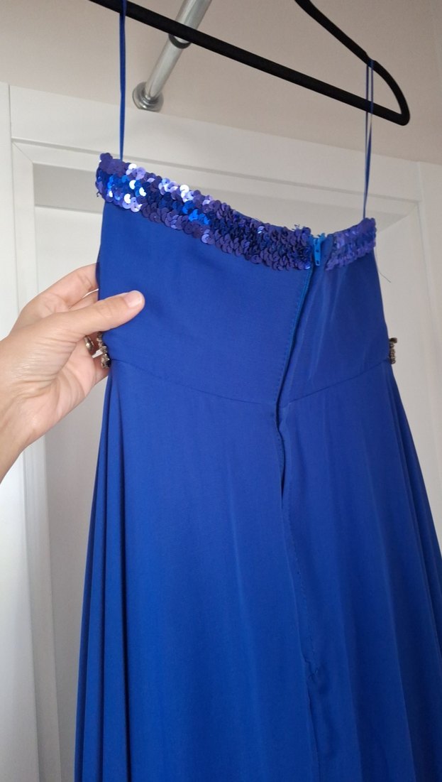 Gece mavisi uzun şık abiye - Görsel 4