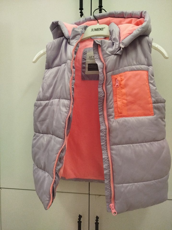 Kız Çocuk Gri Kapüşonlu Fermuarlı Yelek - Görsel 3