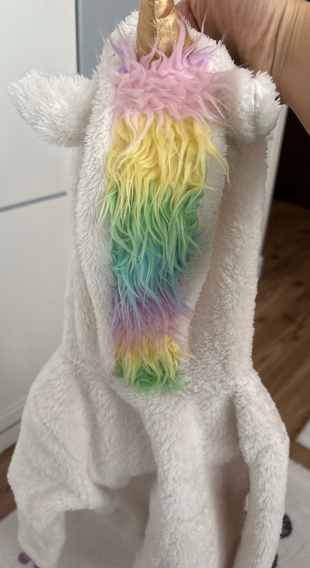 Kız Çocuk Beyaz Kapüşonlu Peluş Ceket - Görsel 3