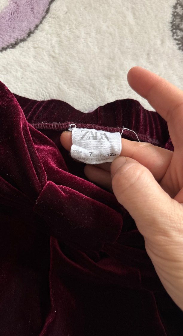 Bordo Kadife Pileli Kız Şort Etek - Görsel 4