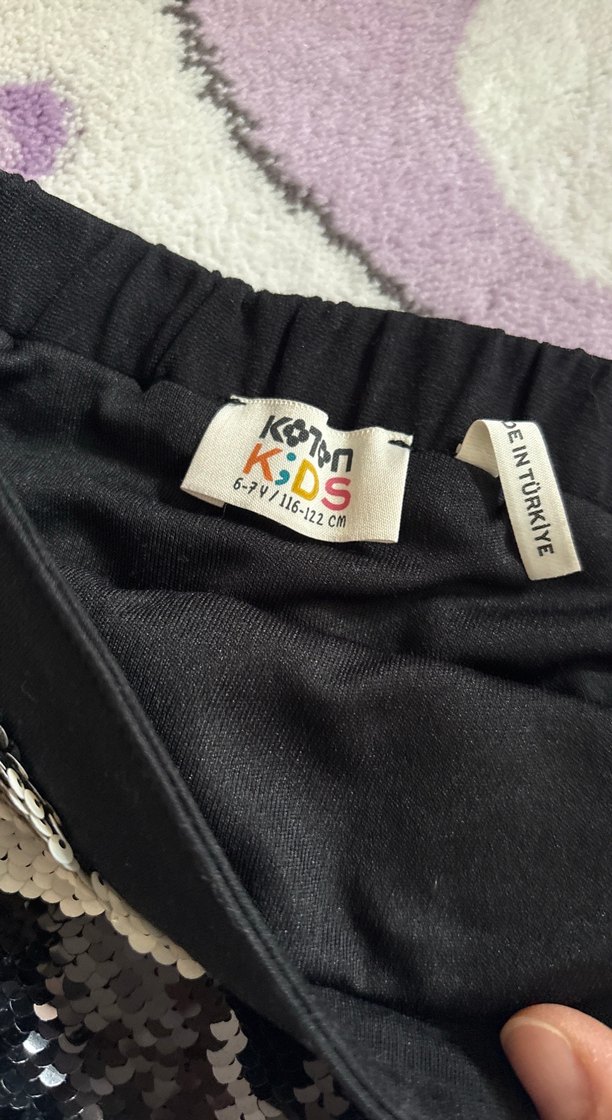 Kız çocuk Siyah Gri Payetli Mini Etek - Görsel 3