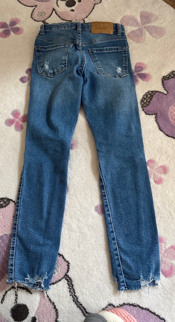 Zara Diz Kesikli Mavi Skinny Denim Jean - Görsel 4