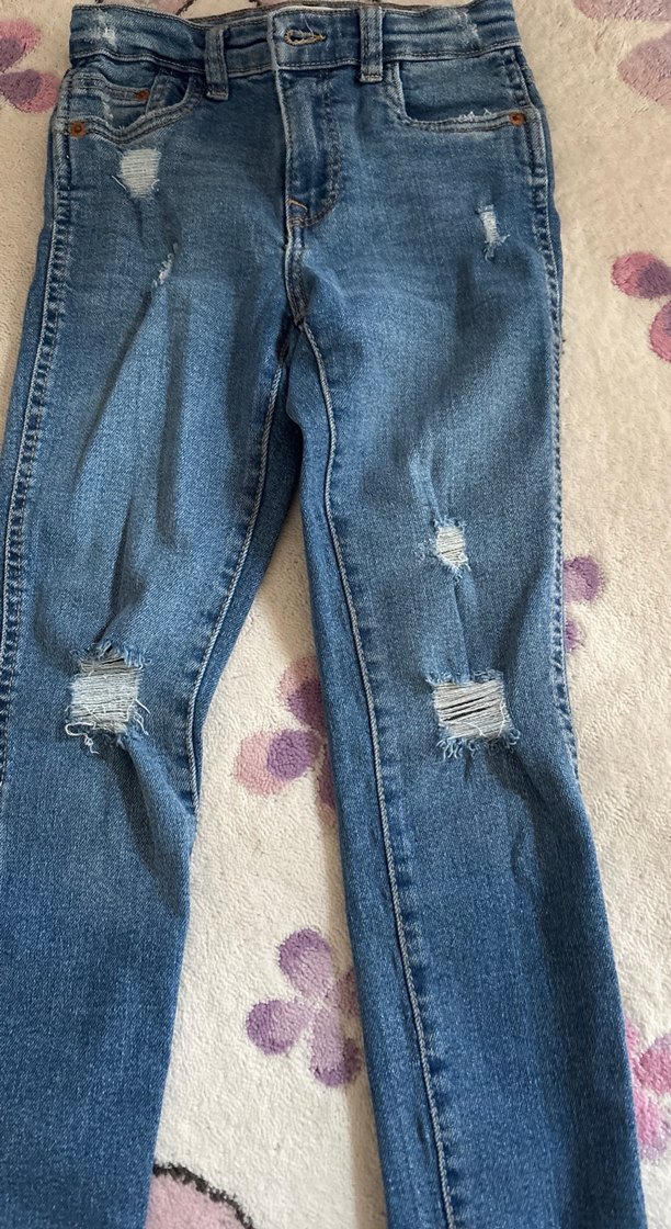 Zara Diz Kesikli Mavi Skinny Denim Jean - Görsel 2