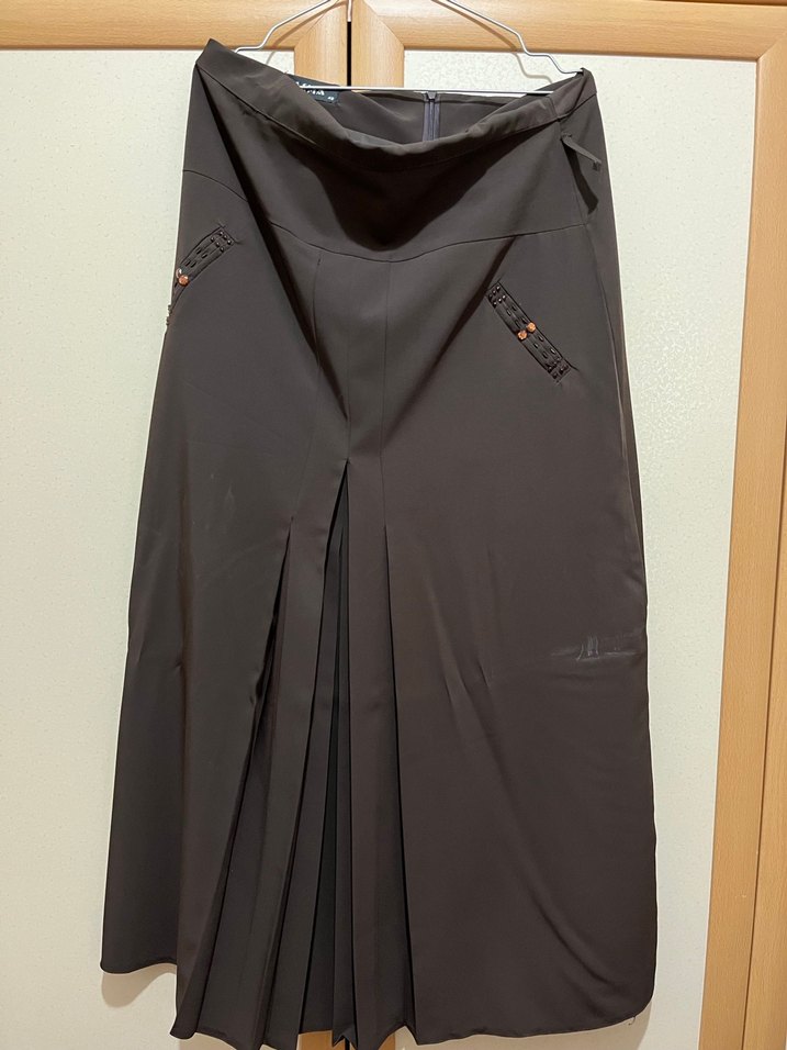 Kadın Kahverengi Uzun Pilili Etek - Görsel 2