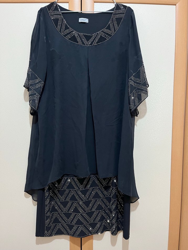 Nakışlı Siyah Uzun Salaş Kadın Elbise - Görsel 2