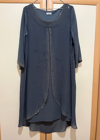 Gri Uzun  Ofis Kıyafeti - Görsel 3