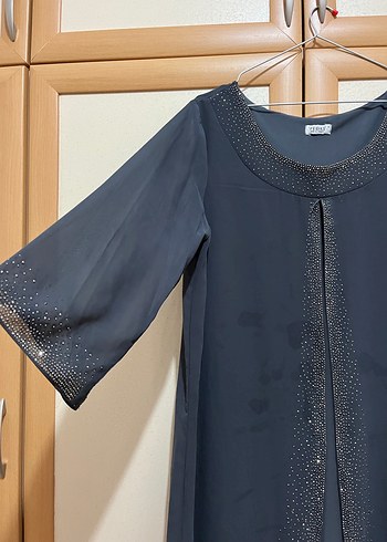 Gri Uzun  Ofis Kıyafeti - Görsel 2