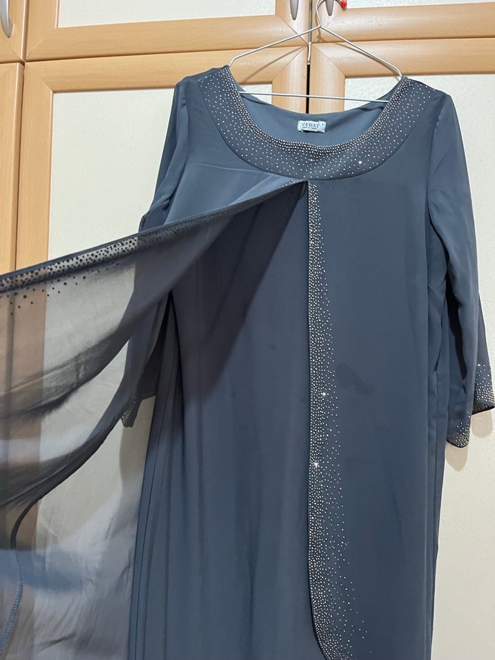 Gri Uzun  Ofis Kıyafeti - Görsel 5