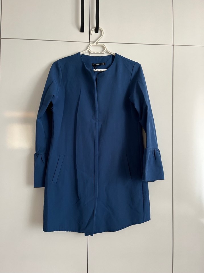 Kadın Mavi Midi Klasik Kesim Ceket - Görsel 2