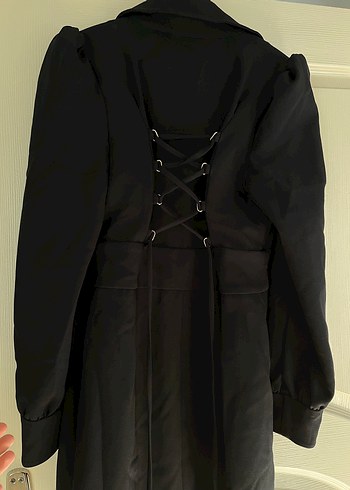 Düğmeli Siyah Midi Kadın Elbise - Görsel 3