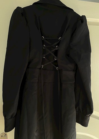 Düğmeli Siyah Midi Kadın Elbise - Görsel 2