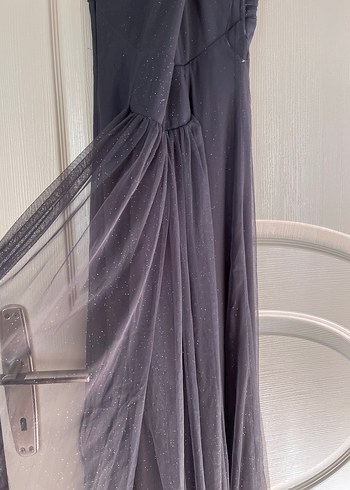 Gri Drapeli Uzun Abiye Elbise - Görsel 6