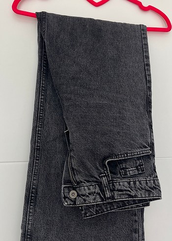 Gri Düğmeli Kadın Denim Pantolon