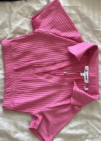 Koton Düğmeli Pembe V Yaka Kadın Bluz