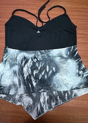 Siyah Batik Desenli Askılı Buluz