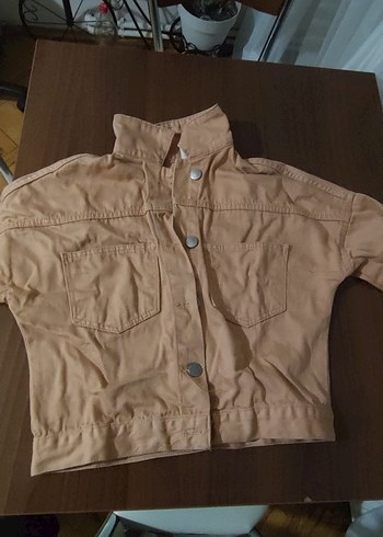 m Beden çeşitli Renk Bej Düğmeli Kadın Denim Ceket