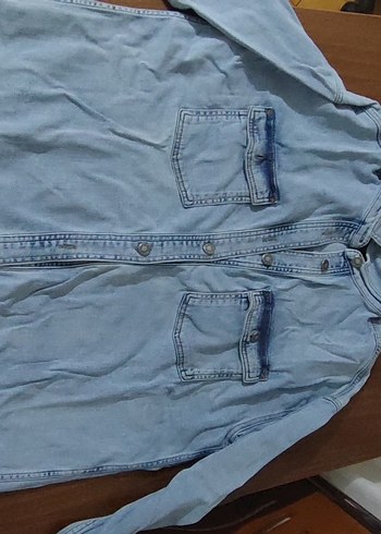 Düğmeli Mavi Denim Kadın Ceket