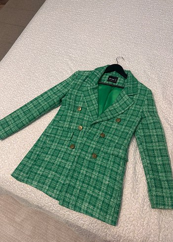 s Beden Düğmeli Yeşil Kadın Blazer Ceket