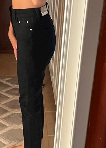 Mavi Jeans Düğmeli Siyah Kadın Midili Kot Pantolon
