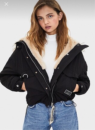 Bershka kürk şeritli mont