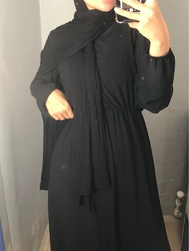 Abiye Siyah Şifon Elbise