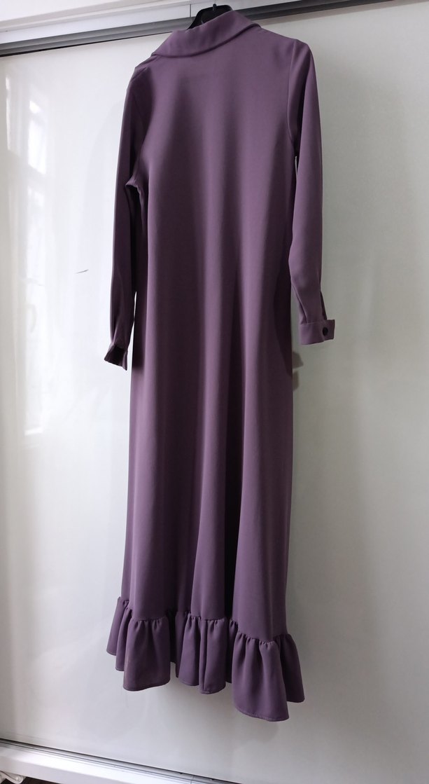 Mor Uzun Kollu Uzun Elbise - Görsel 2