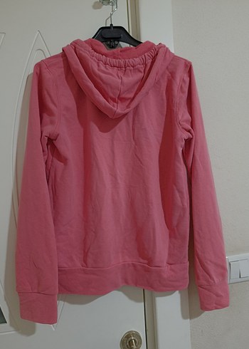 Pembe Kapüşonlu Fermuarlı Sweatshirt - Görsel 3