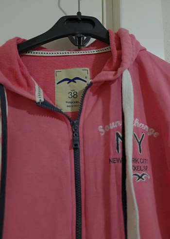 Pembe Kapüşonlu Fermuarlı Sweatshirt - Görsel 2