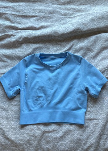 Mavi Kısa Kollu Crop Top