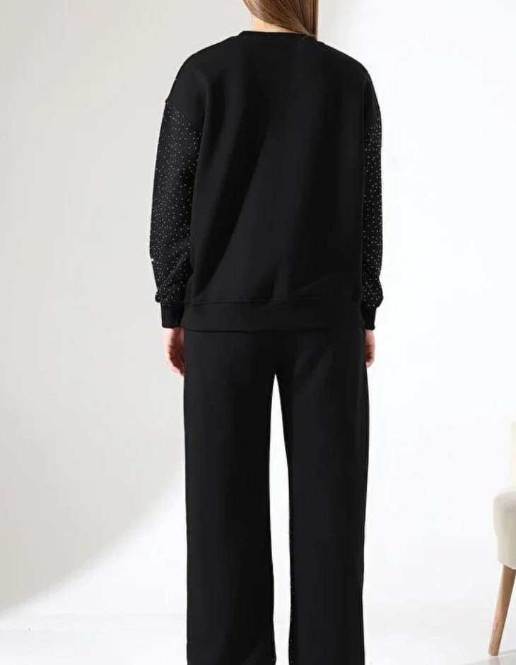 Kadın Siyah Örme Rahat Takım - Görsel 2