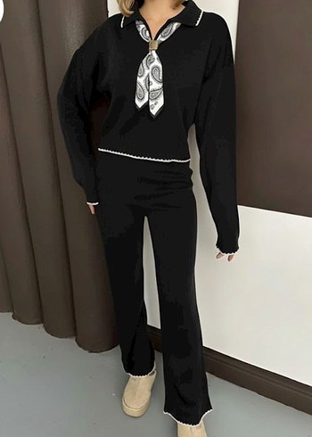 Siyah Uzun Kollu Ofis Eşofmanı - Görsel 2