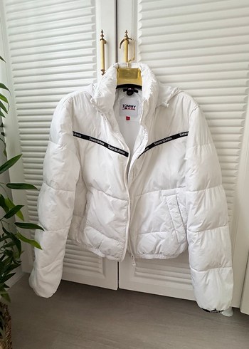 Tommy Hilfiger Beyaz Fermuarlı Kadın Mont