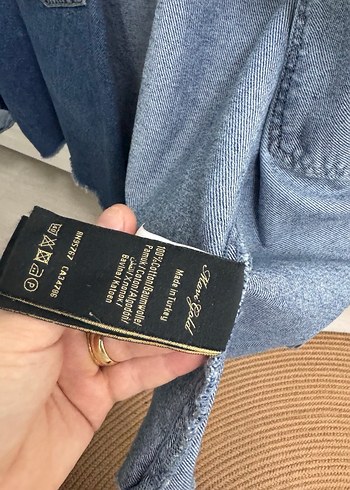 Kadın Mavi Düğmeli Denim Ceket - Görsel 7