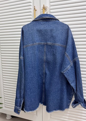 Kadın Mavi Düğmeli Denim Ceket - Görsel 5