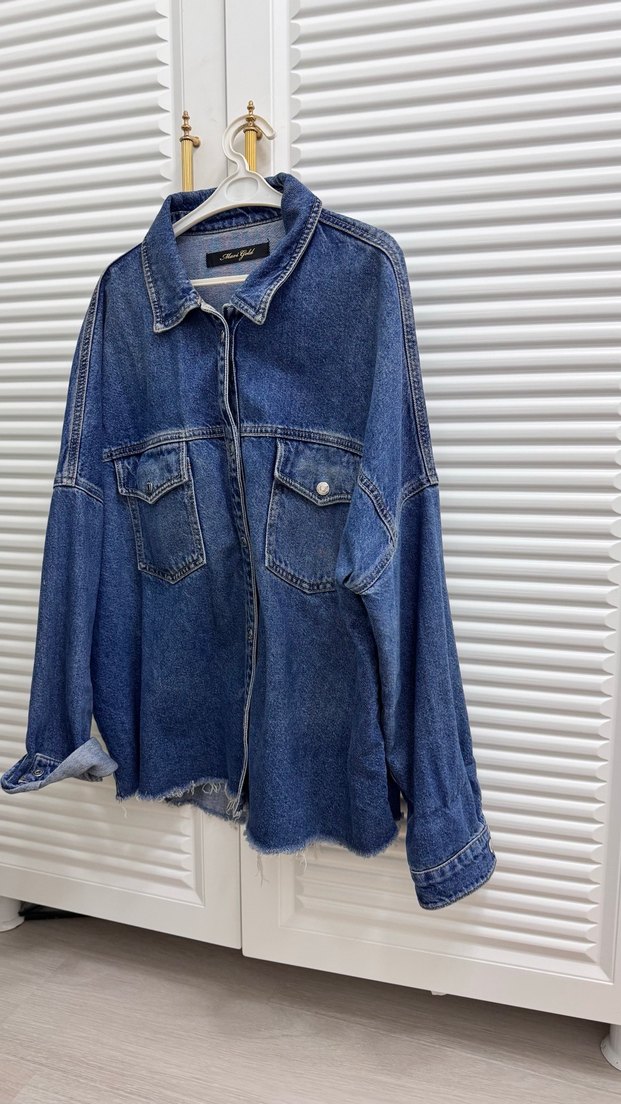 Kadın Mavi Düğmeli Denim Ceket - Görsel 4